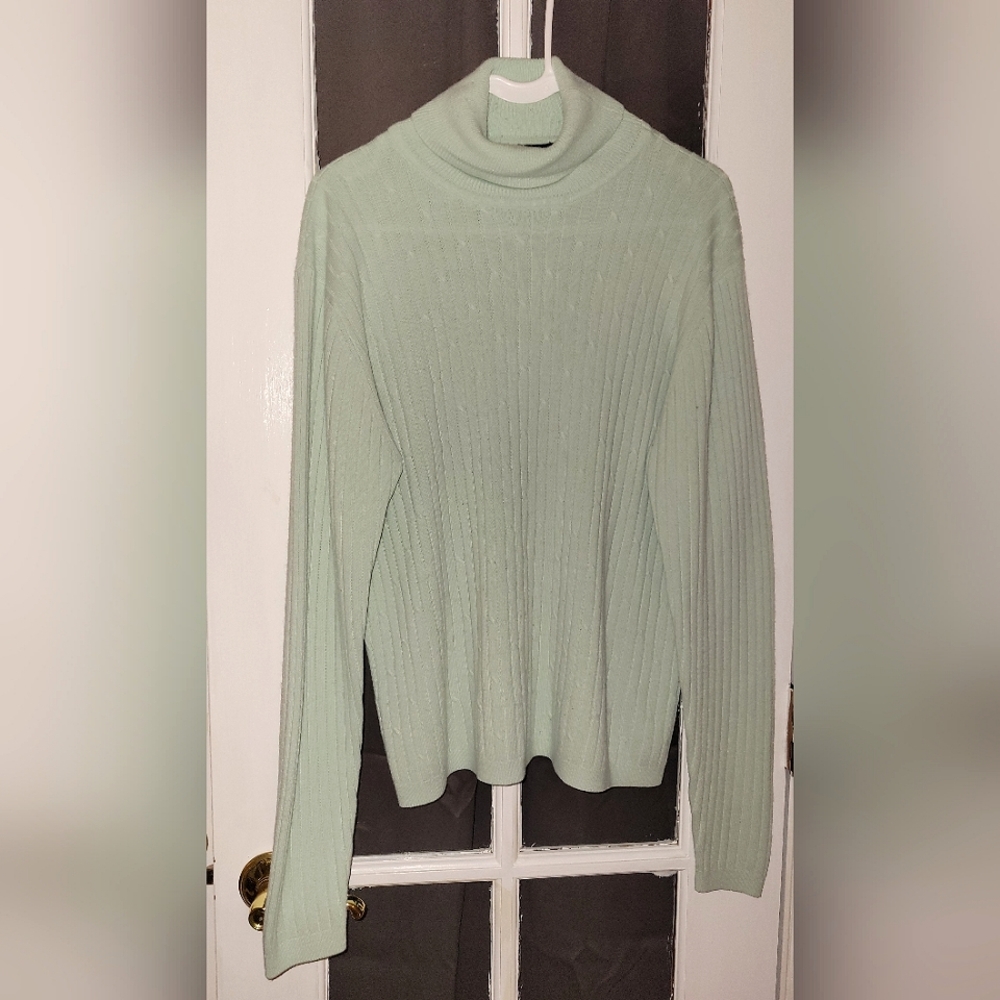 Laura Scott mint turtleneck sweater, large